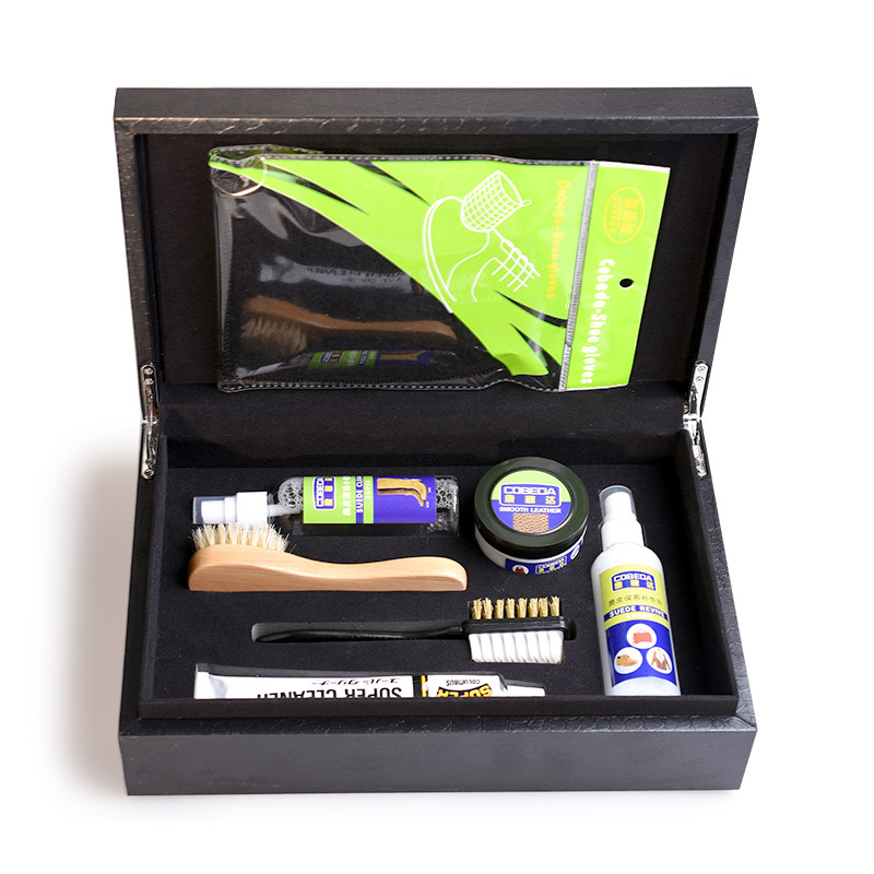 En stock al por mayor de cuero cuidado de zapato polaco traje zapato exposición zapato polaco bolsa caja de regalo conjunto bolsa de limpieza cuidado en stock al por mayor