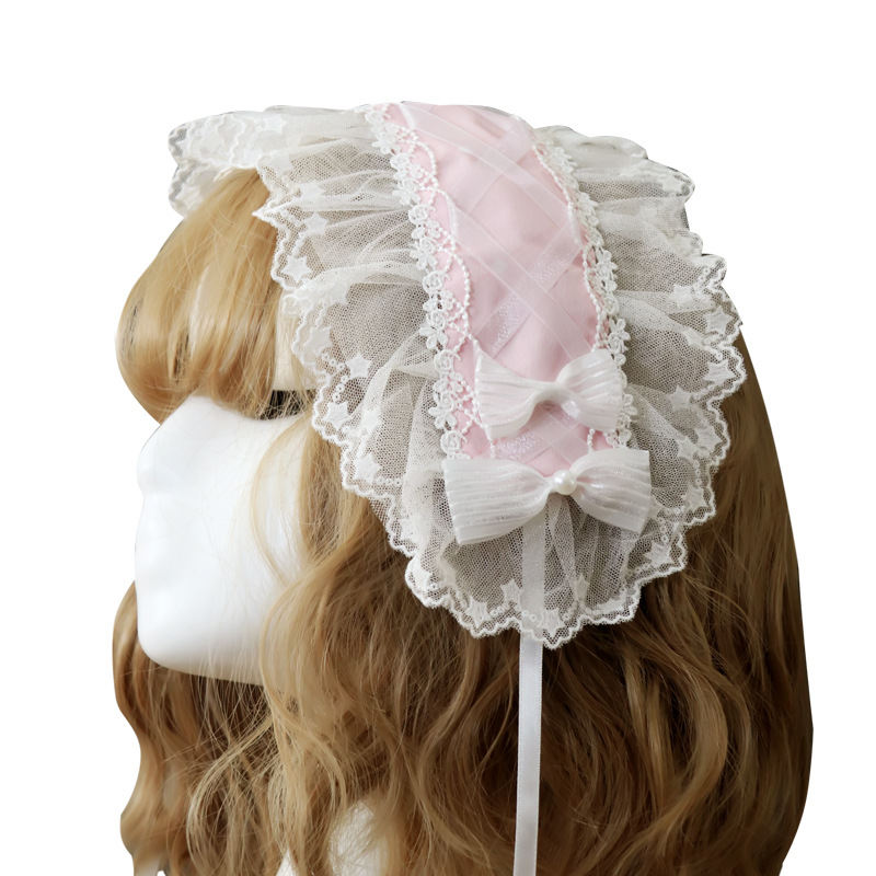 Lolita tocado KC japonés lindo encaje fino encaje diario Lolita arco clip de pelo banda
