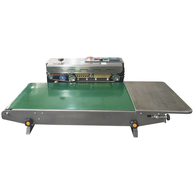 Máquina de sellado continuo automático FR - 900W para bolsas de arroz comerciales y otros productos pesados.