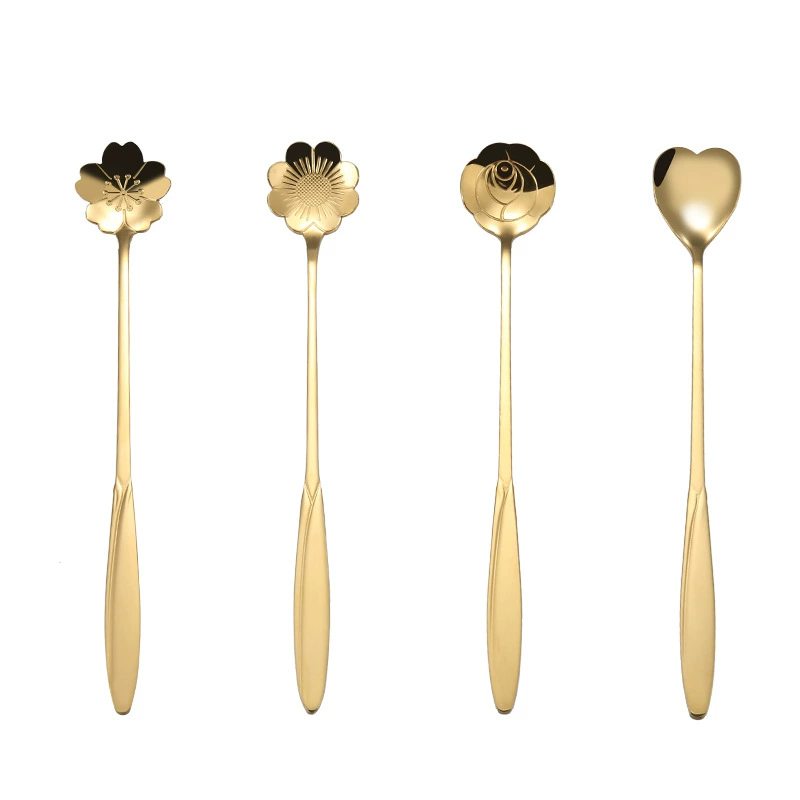 Coffee mixing stick stainless steel, creative spoon, flowered