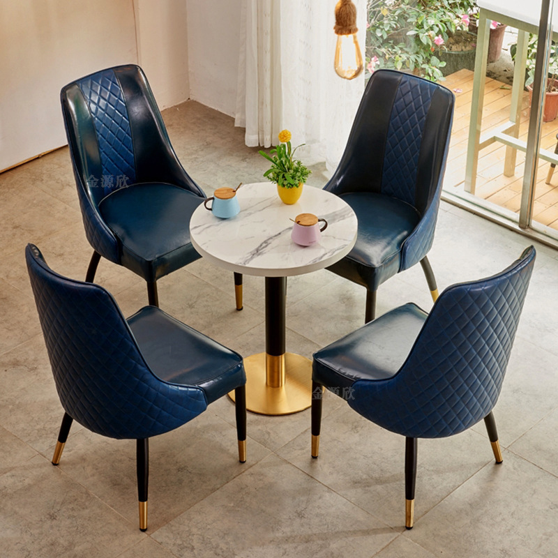 Simple Sales Office Negotiation Table and Chairs Modern Light Luxury Leather Iron Western Restaurant Cafe Leisure Table and Chair Back Chair Simple Sales Office Negotiation Table and Chairs Modern Light Luxury Leather Iron Western Restaurant Cafe Leisure Table and Chair Back Chair
