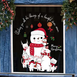 圣诞雪人贴纸服装店美容院店铺橱窗玻璃装饰自粘窗花贴画门贴布置
