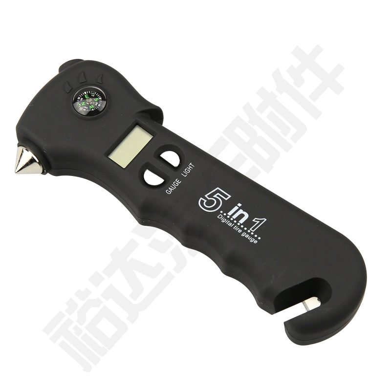 Многофункциональный черный высокоточный цифровой дисплей Yuda, манометр для шин, автомобильные принадлежности, безопасный молоток с резаком