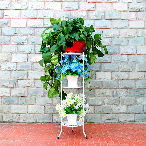 European iron wicker small flower stand indoor balcony flower stand floor succulent living room pothos hanging orchids multi-layer pot stand