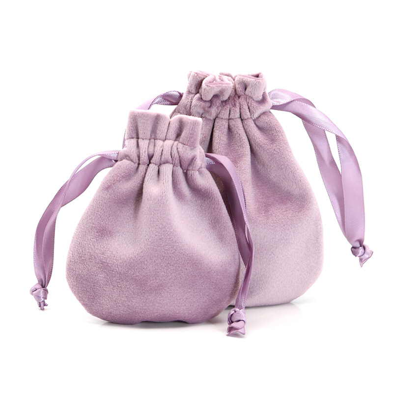 墨綠色真絲絨圓底袋絲帶小布袋子優質絨布珠寶首飾袋印logo