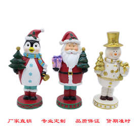 亚马逊新品圣诞节树脂摆件圣诞老人雪人企鹅圣诞树节日派对装饰品