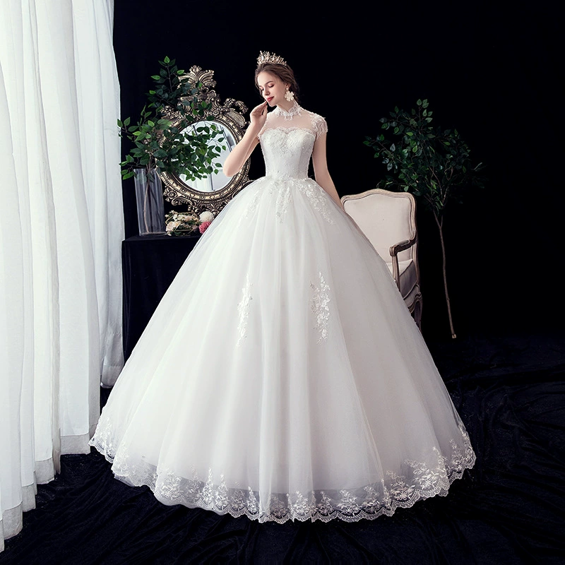 Свадебное платье невесты слим-стойка-однорукавное кружевное ball gown, плюс размеры S–26W