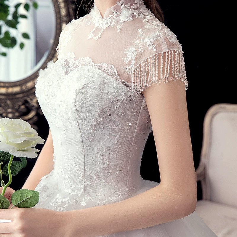 Свадебное платье невесты слим-стойка-однорукавное кружевное ball gown, плюс размеры S–26W