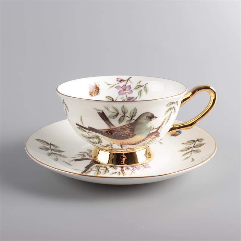 Ceramic Cup Chinese Style Coffee Cup Saucer Flower Bird Bone China British Style Chinese Afternoon Tea Creative Ceramic Cup