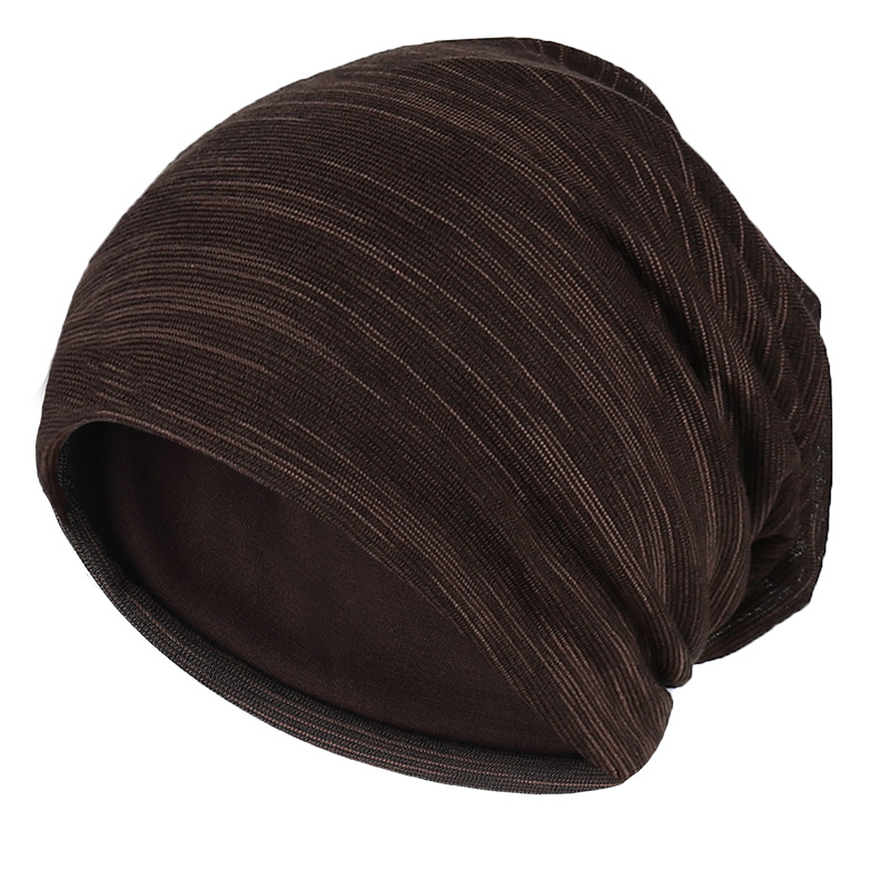 Men's and women's striped pullover cap spring and autumn thin turban cap Korean solid color pile cap breathable Baotou cloth cap factory