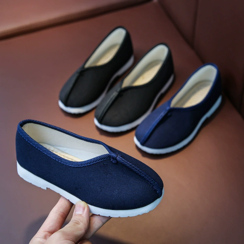 Осенне-зимняя Тканевая обувь для мальчиков с вышивкой Han Tang Yong Старинная Пекинская обувь с вышивкой Танцевальная обувь ханьфу Черная флисовая подкладка Aux Bar Sole