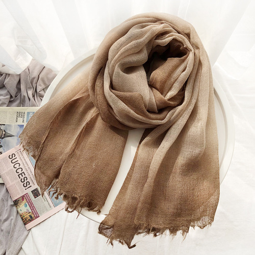 New Wool Scarf for Women - Autumn/Winter Gradient Dyeing and Color Block Design, Japanese and Korean Inspired, Cashmere-Like Shawl for Cross-Border Trade