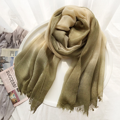 New Wool Scarf for Women - Autumn/Winter Gradient Dyeing and Color Block Design, Japanese and Korean Inspired, Cashmere-Like Shawl for Cross-Border Trade