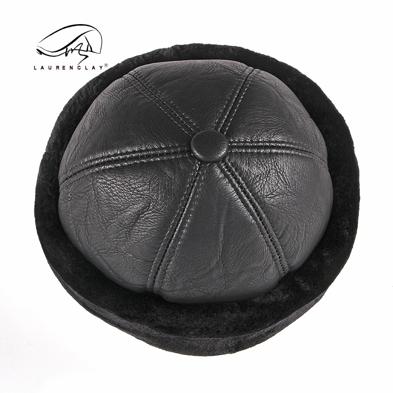 Sombrero de cuero de la PU sombrero de invierno melón sombrero de cuero a prueba de nieve