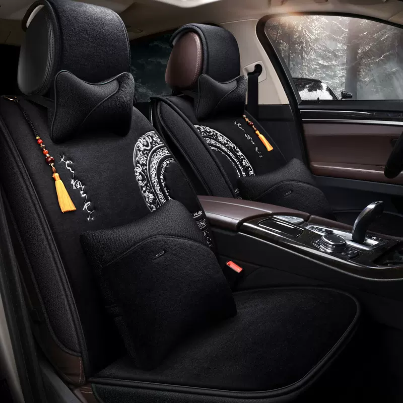 纯羊毛汽车座垫冬季保暖羊绒座套全包围通用座椅套一件代发出口