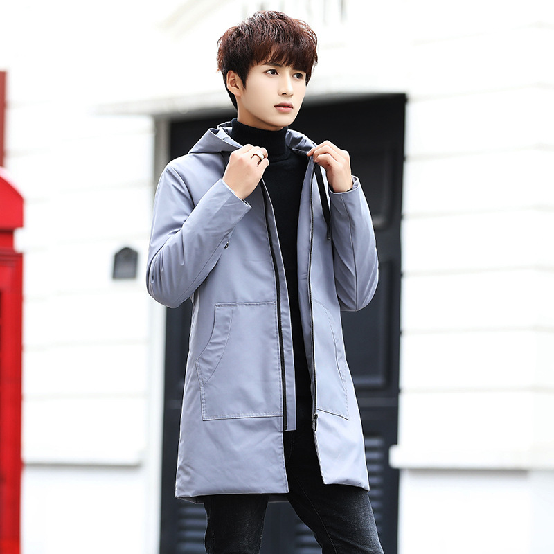 2022 invierno nuevos hombres de longitud media con capucha engrosada cazadora juventud casual más tamaño algodón acolchado abrigo ropa de hombre