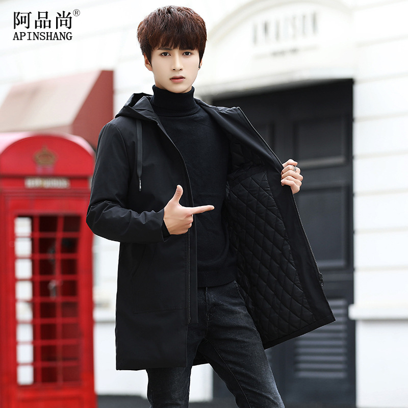 2022 invierno nuevos hombres de longitud media con capucha engrosada cazadora juventud casual más tamaño algodón acolchado abrigo ropa de hombre