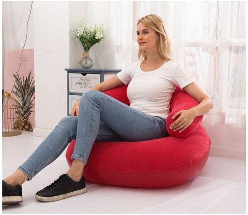 Thick inflatable sofa flocked single leisure lounge chair foldable inflatable stool U-shaped balcony sofa