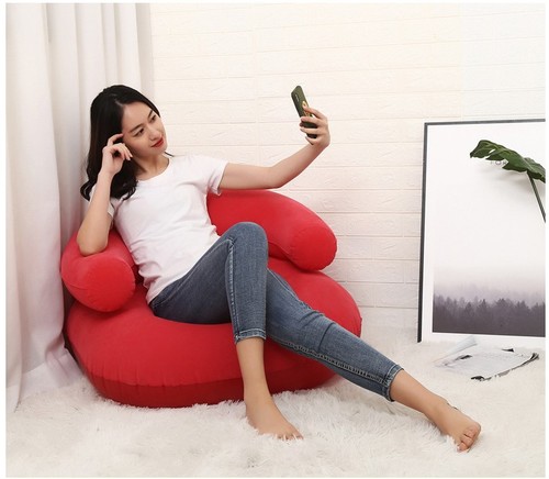 Thick inflatable sofa flocked single leisure lounge chair foldable inflatable stool U-shaped balcony sofa