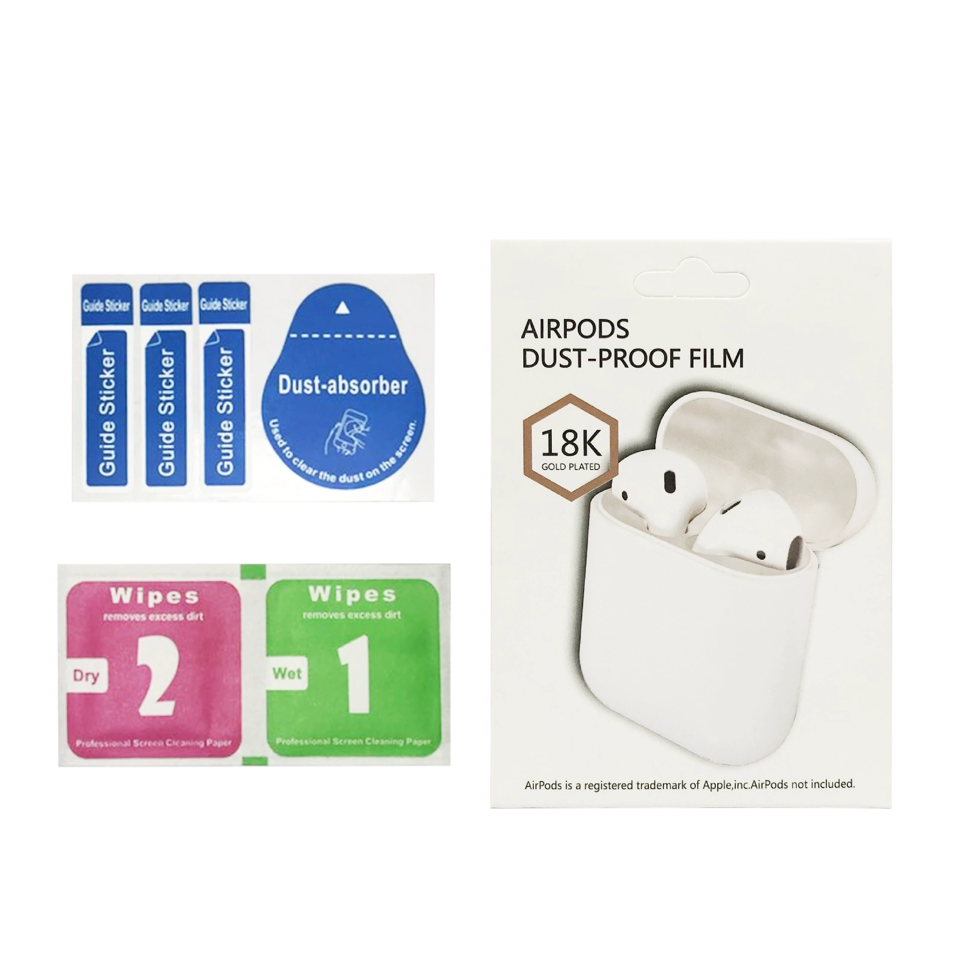 Защитная металлическая наклейка (совместима с Apple) для AirPods, множественные цветовые варианты
