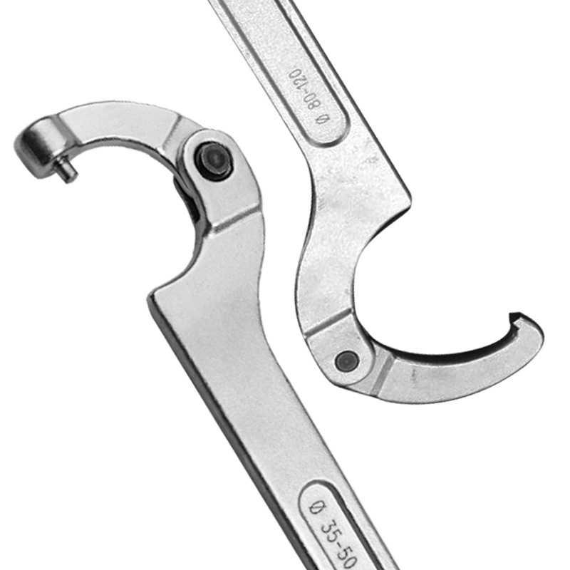 Cabeza redonda llave de media luna Cabeza Cuadrada llave de gancho ajustable gancho lado agujero ranura llave ajustable llave de gancho ajustable
