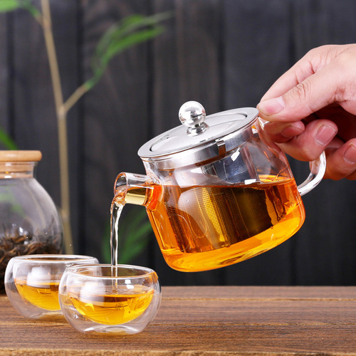 Zhenqi glass teapot kung fu tea set creative gift flower teapot kettle fiberglass leaky kettle teapot