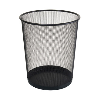 Wrought Iron Trash Can with Iron Mesh, Nordic Style Hollow Black Wire Mesh Office and Home Use Large Lidless Trash Can