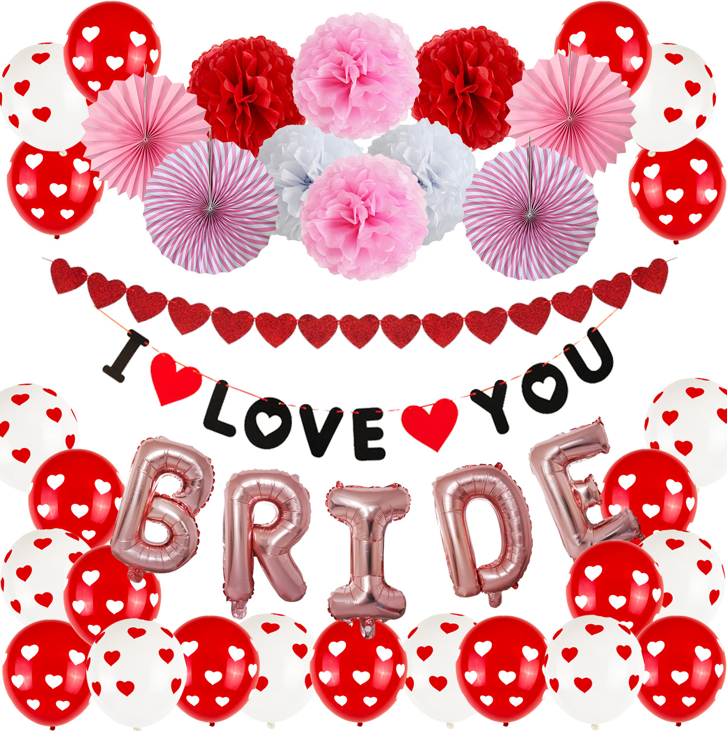 Suministros de decoración para bodas y fiestas de compromiso, globos de aluminio color oro rosa de 16 pulgadas con estampado de corazón, globos de látex para celebración de bodas