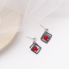 Red festive retro long universal earrings for bride with tassels, for luck