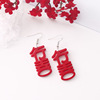 Red festive retro long universal earrings for bride with tassels, for luck