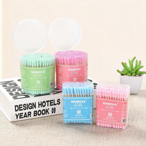Spiral head colorful cotton swabs cotton swabs pointed round head cotton swabs for ear removal double-headed makeup cotton swabs wholesale