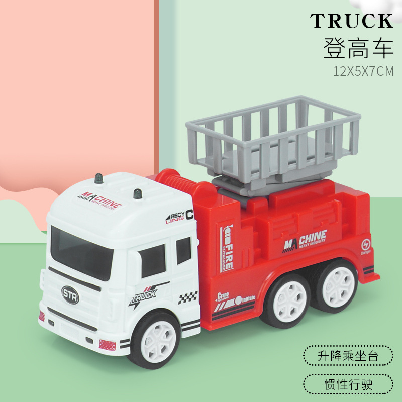 Inercia transfronteriza coche Tire hacia atrás coche traje niños excavadora juguete fuego ingeniería vehículo ambulancia niño regalo