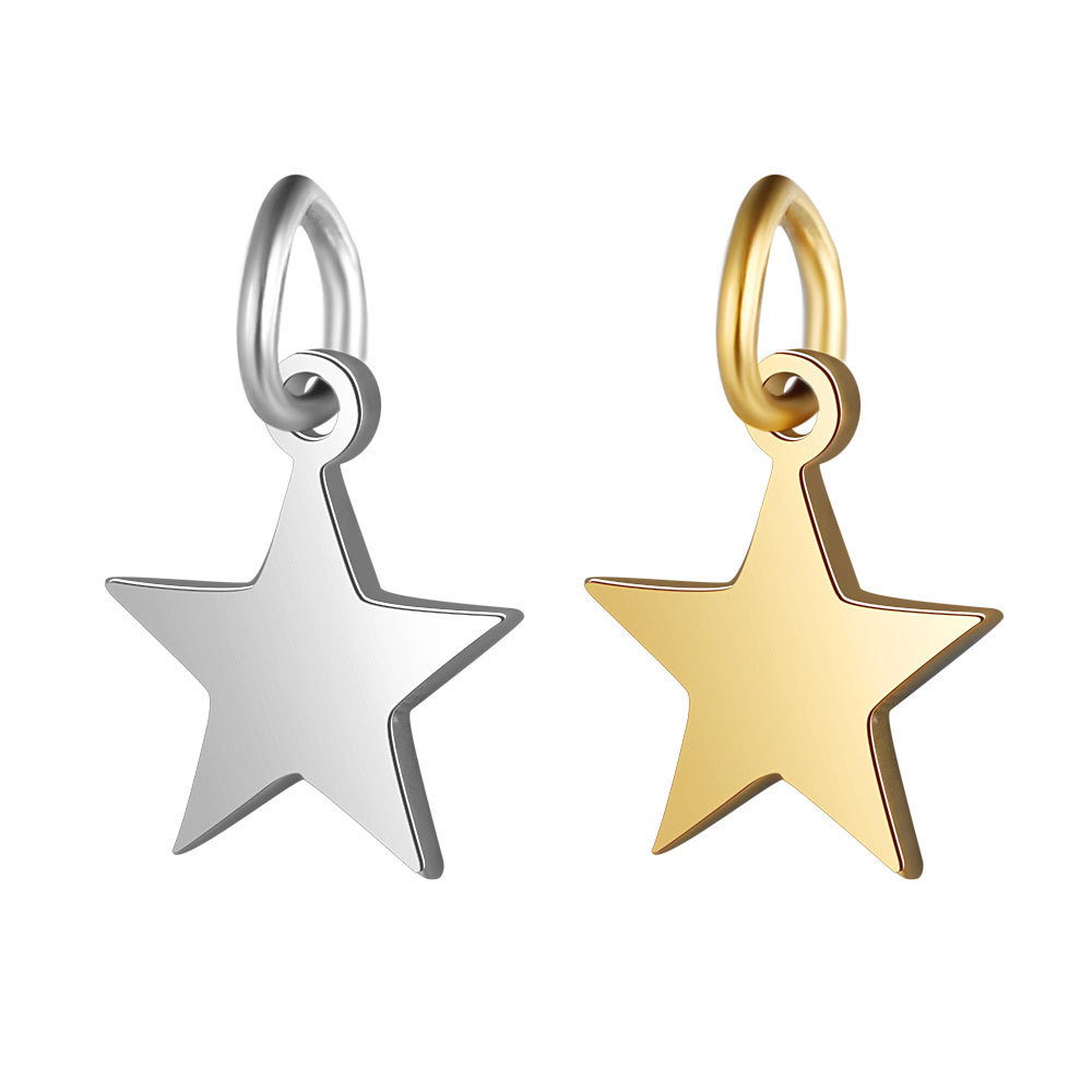 Titanium steel star pendant full polished laser cutting stainless steel jewelry diy five-pointed star hanging ring small pendant