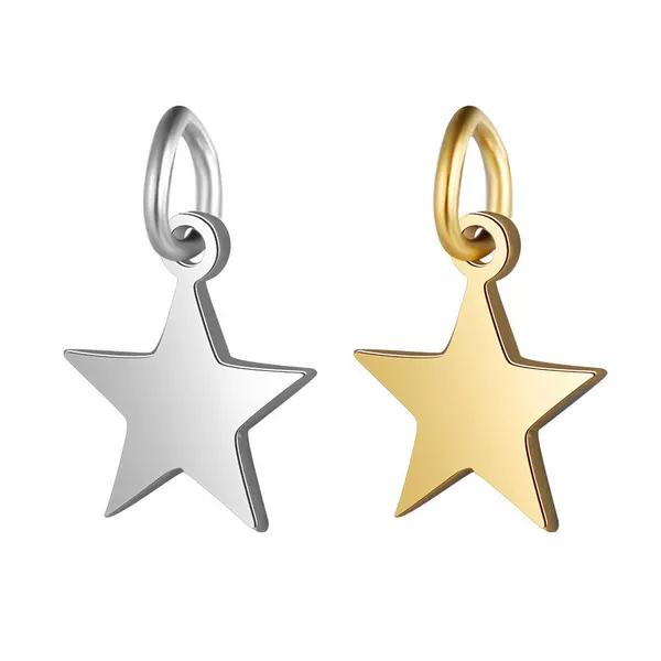 Titanium steel star pendant full polished laser cutting stainless steel jewelry diy five-pointed star hanging ring small pendant
