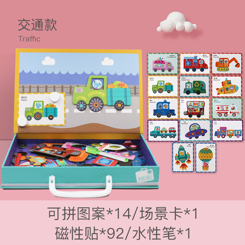 Nuevo rompecabezas magnético de madera de juguete de madera rompecabezas de mano magnético niños educación temprana desarrollo de inteligencia material didáctico