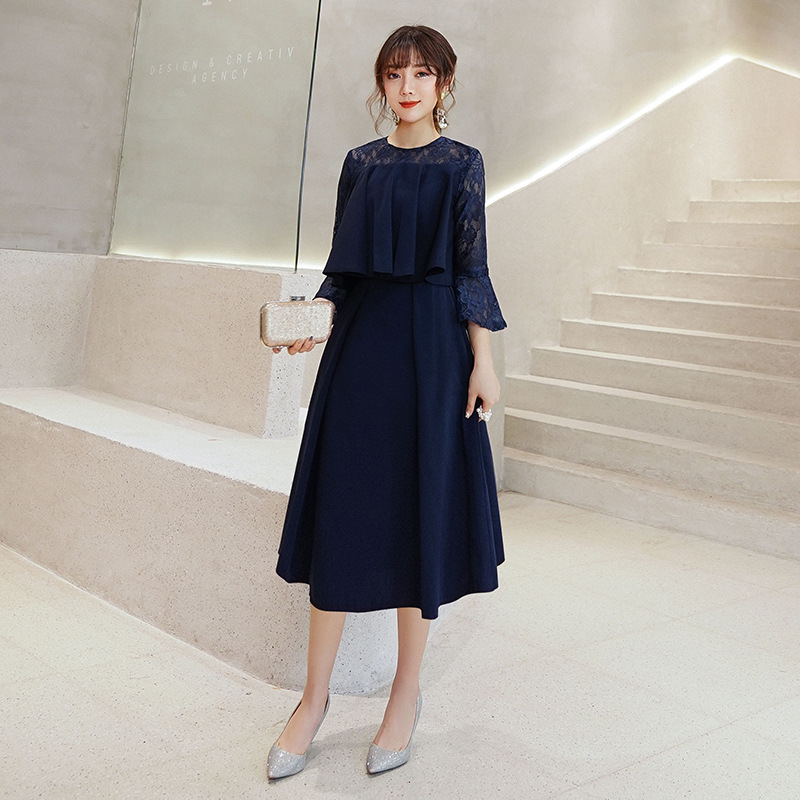 Vestido de Noche Elegante de Longitud Media, Estilo Nuevo de Invierno 2026, Venta al Por Mayor del Fabricante, Vestido Entallado de Longitud Media para Eventos Sociales