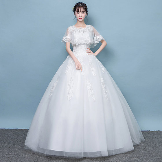 Wedding Dress 2022 Mori Style New Trailing Round Neck Korean Style Princess Bride Women's Slimming Wedding Dress