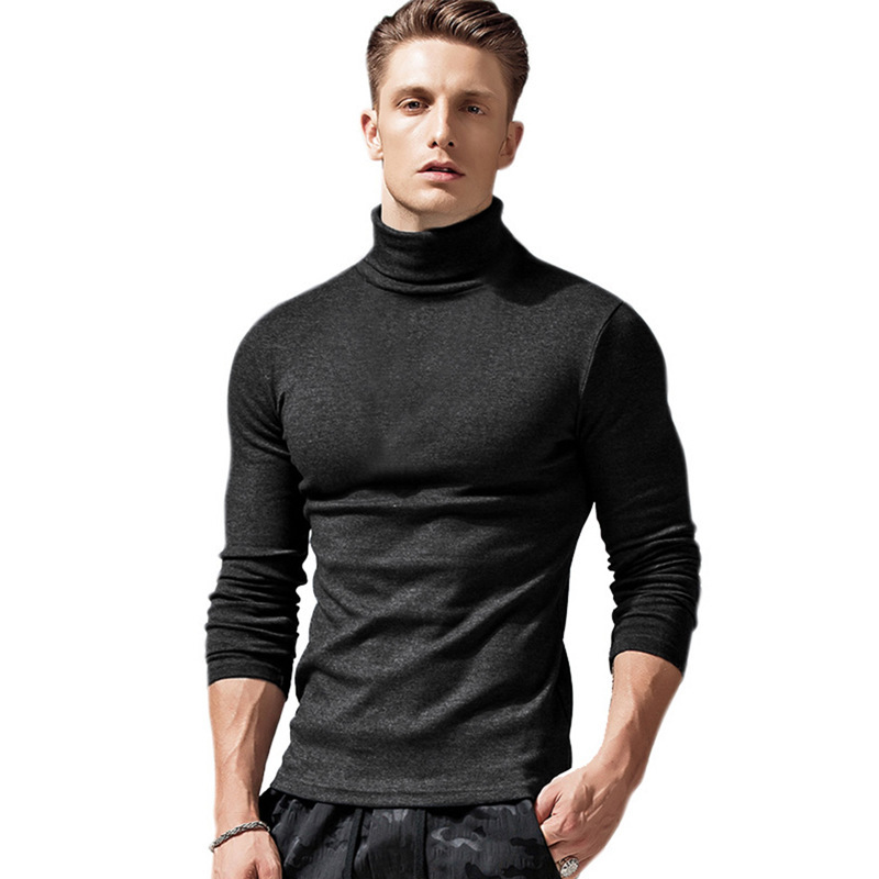 2022 Cross-Border Men's Clothing Autumn and Winter High-Neck Base Shirt Foreign Trade Men's Short-Sleeve Long-Sleeve T-Shirt European and American Men's Tops