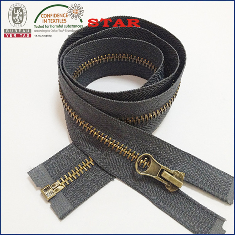 5#青古铜开口 夹克，羽绒服用拉链   颜色尺寸拉头可按需求做