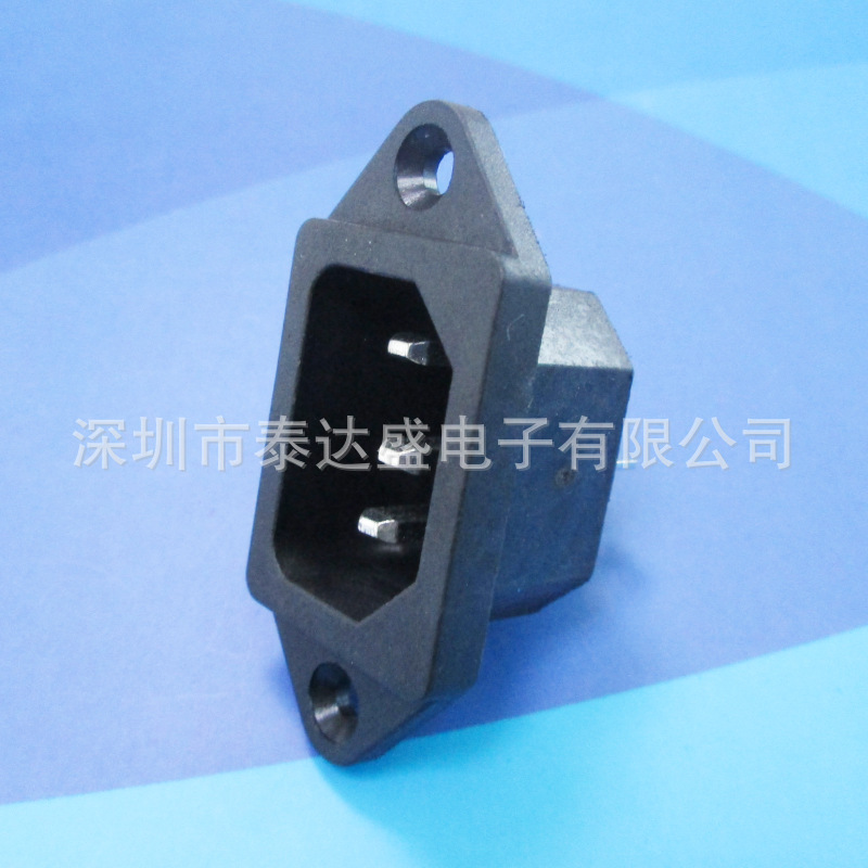 电饭煲压力锅大电流品字插座 带耳朵两孔40mm锁螺丝式插座DB-14-1