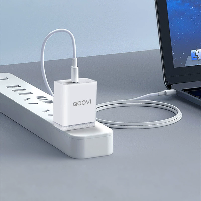 QOOVI новый быстро заряжающий смарт-зарядник с функцией Flash Charge Type-C, универсальный сетевой PD зарядник 5A, дата-кабель