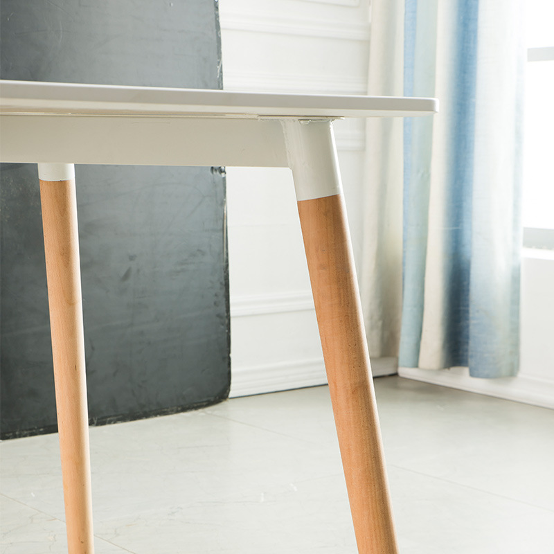 Moderno casual simple mesa cuadrada cafetería leche tienda de té mesa cuadrada de plástico moda nórdica pierna de haya mesa de comedor suministro directo