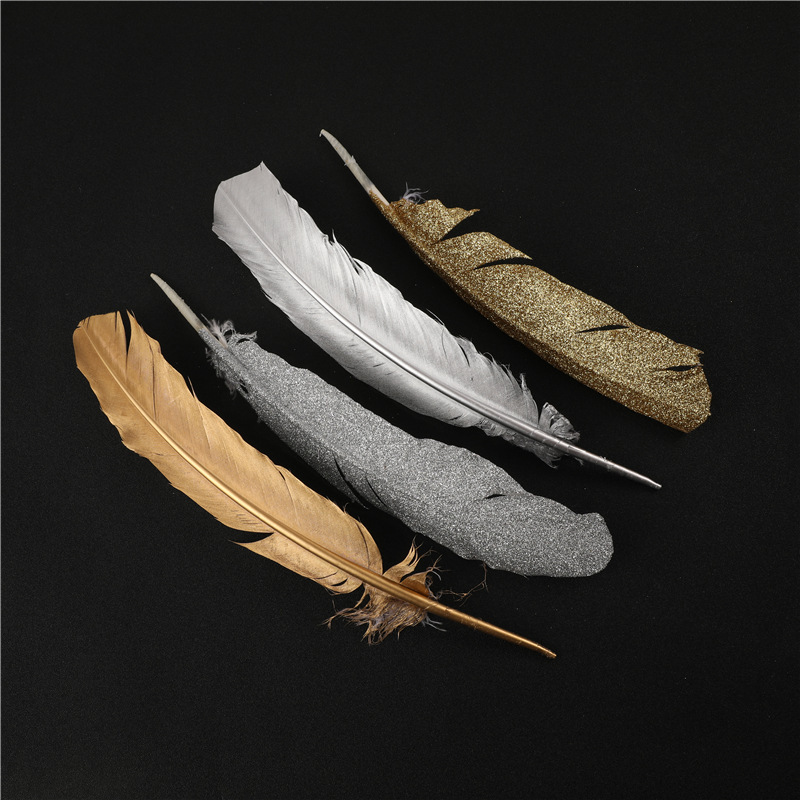 Spray golden turkey feather turkey nest feather feather quill material clothing accessories golden silver feather Spray golden turkey feather turkey nest feather feather quill material clothing accessories golden silver feather