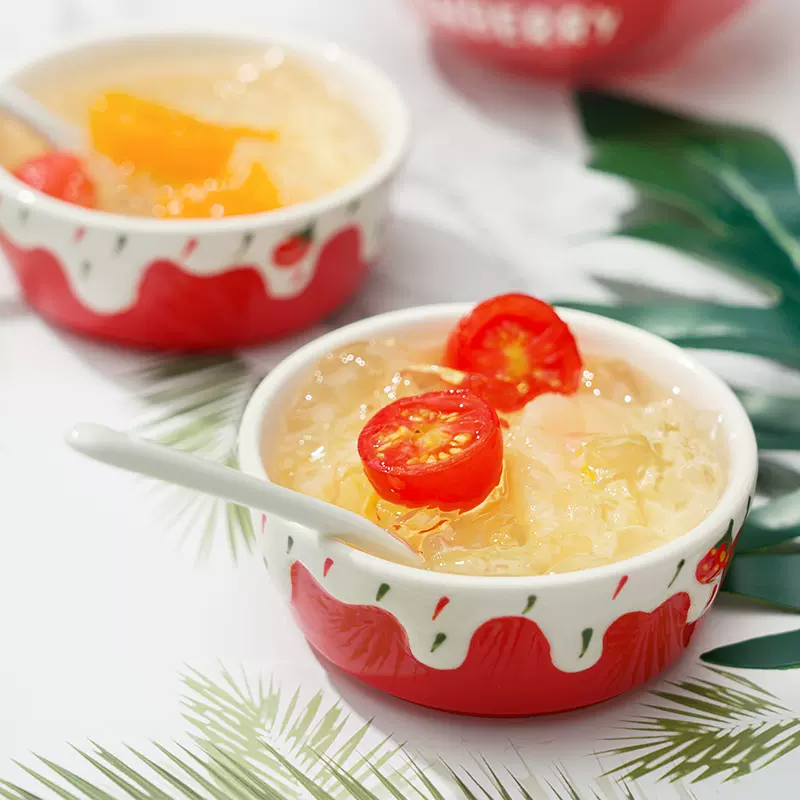 圣诞陶瓷酱料味碟卡通草莓浮雕甜品小碗高颜值可爱ins风仓鼠食碗