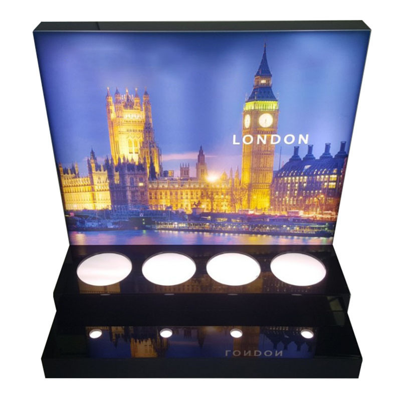 批发亚克力酒水阶梯展示架桌面L型发光阶梯陈列架acrylic display