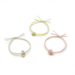 韓國手工同心扣發圈頭飾簡約撞色小清新紮頭髮橡皮筋發繩頭繩髮飾