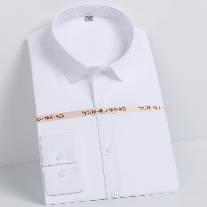 2025 New High-End Bamboo Fiber Men's Long-Sleeved Shirt No-Iron Youth Business Professional Workwear Men's White Shirt 2025 New High-End Bamboo Fiber Men's Long-Sleeved Shirt No-Iron Youth Business Professional Workwear Men's White Shirt