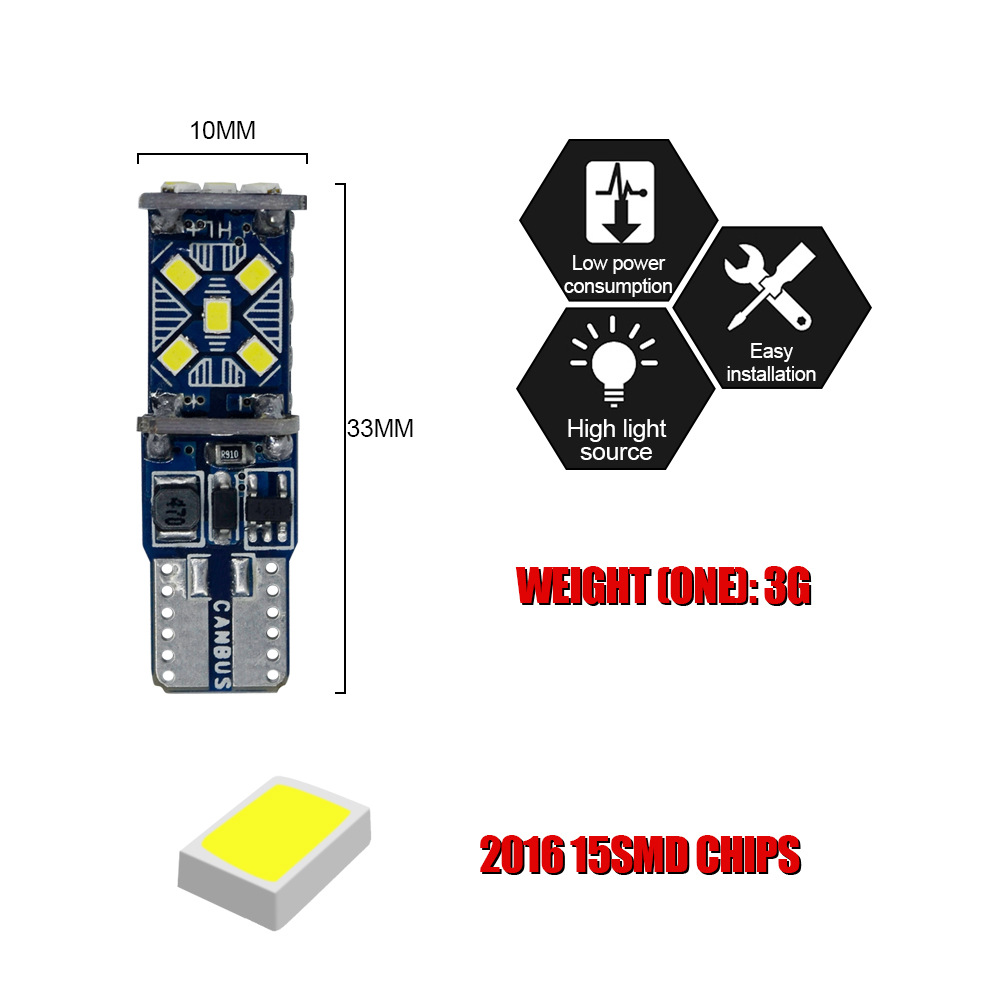 Luz de coche LED transfronteriza t10 luz de ancho 3020 2016 15smd 5W5 bombilla de coche decodificación de promesa