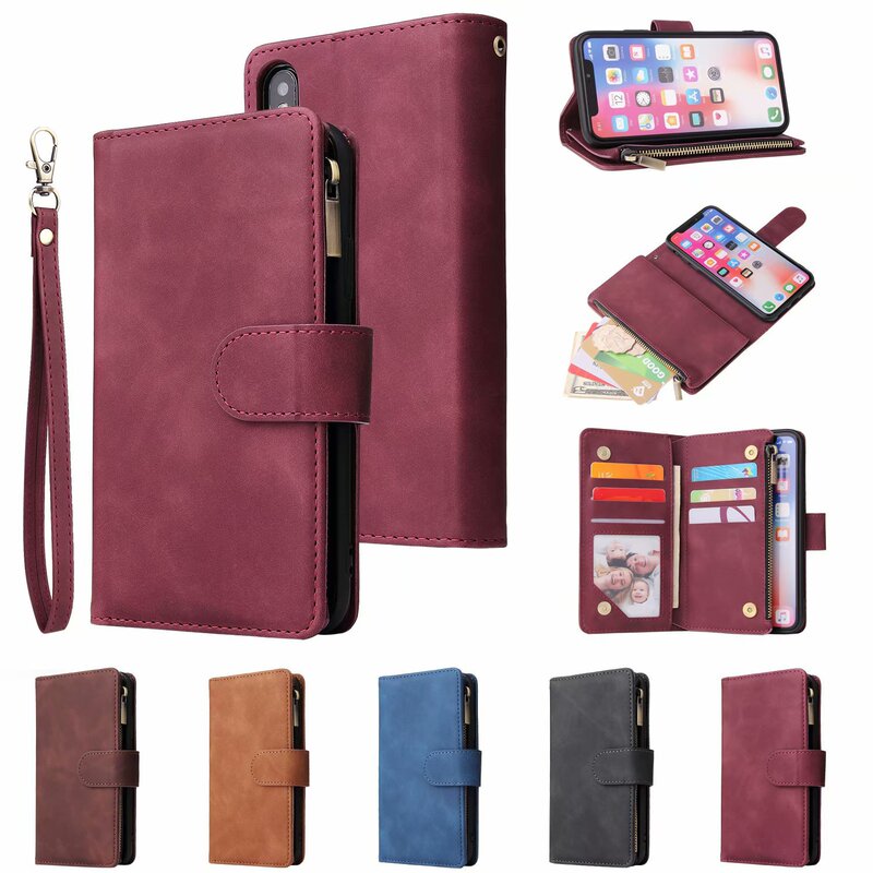 Suitable for iPhone 17 Pro Max Phone Leather Case Multi-Zipper Wallet Apple 16 Multi-Function Card Holder Protective Case Suitable for iPhone 17 Pro Max Phone Leather Case Multi-Zipper Wallet Apple 16 Multi-Function Card Holder Protective Case