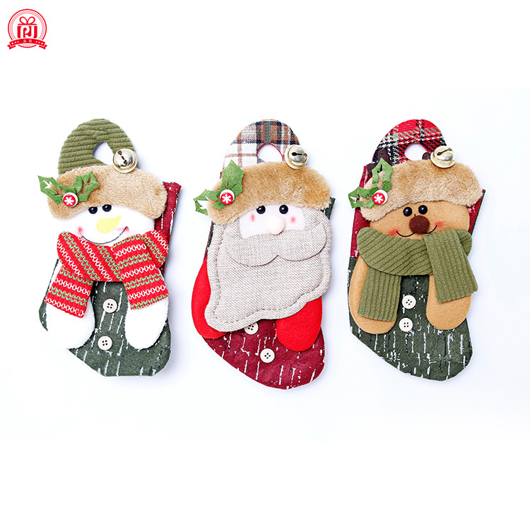 Nuevas decoraciones de Navidad calcetines bolsa de regalo medio Santa muñeco de nieve ciervos calcetines árbol de Navidad colgante Decoración
